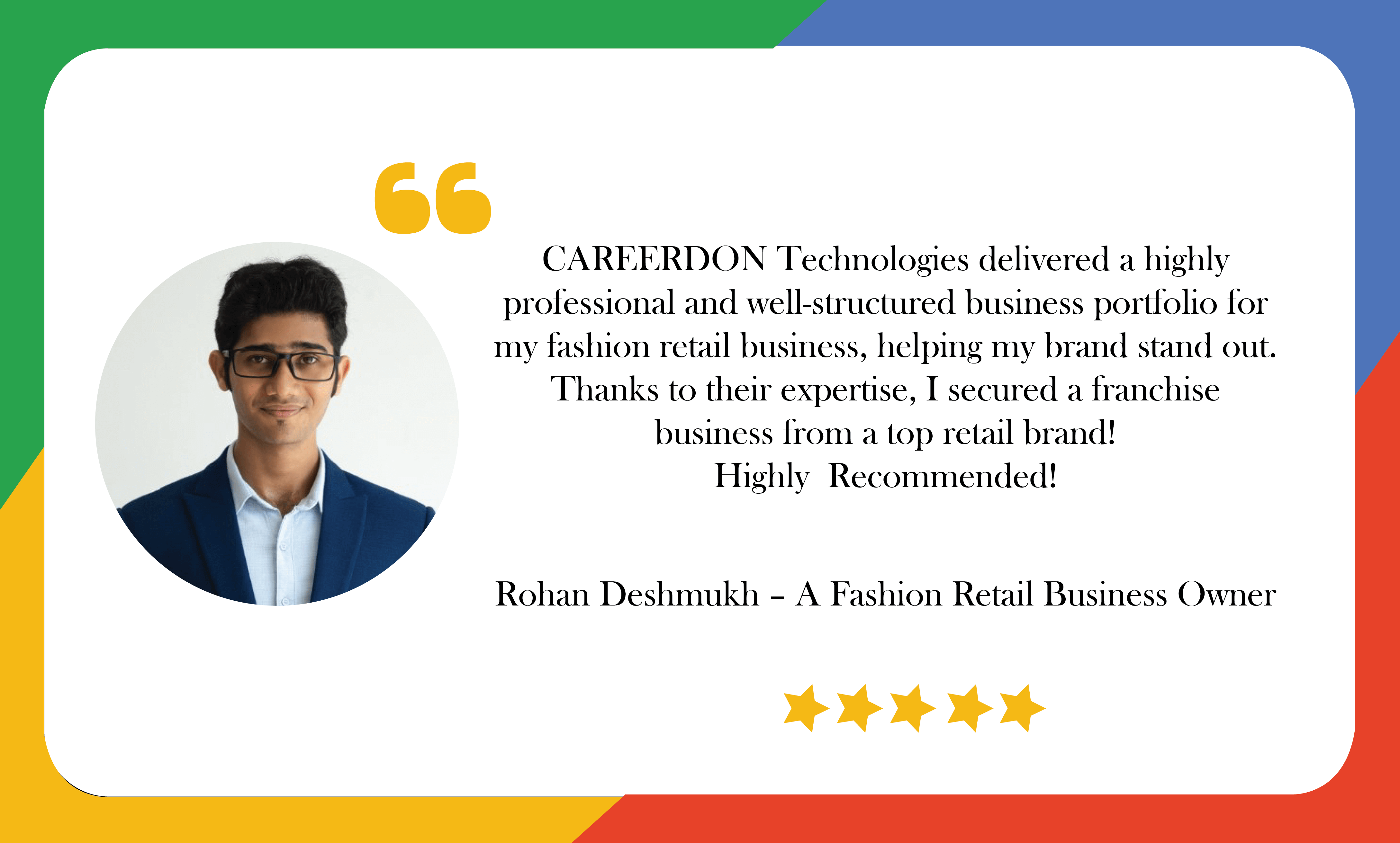 Google Testimonial for CAREERDON – Professional Business Portfolio Writing for Fashion Retail Business Owner