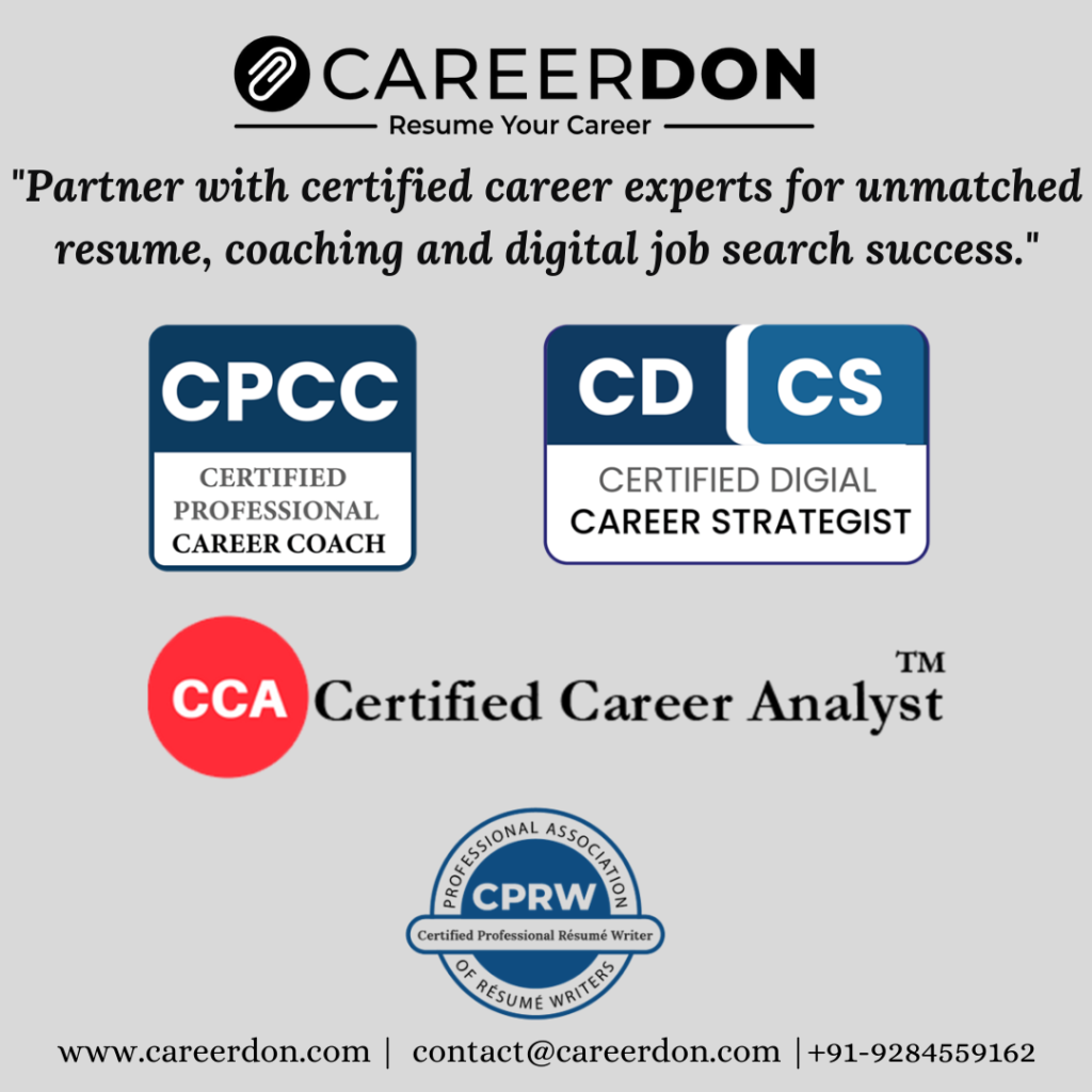 "Certified Career Experts at CAREERDON – Resume Writing, LinkedIn Optimization & Career Coaching by Industry Professionals